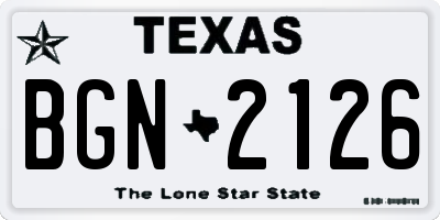 TX license plate BGN2126