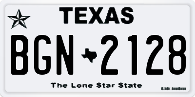 TX license plate BGN2128