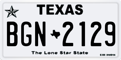 TX license plate BGN2129