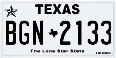 TX license plate BGN2133