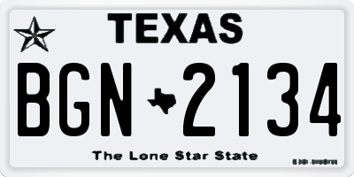 TX license plate BGN2134