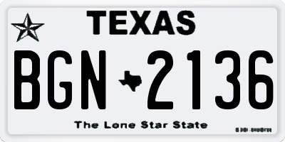 TX license plate BGN2136