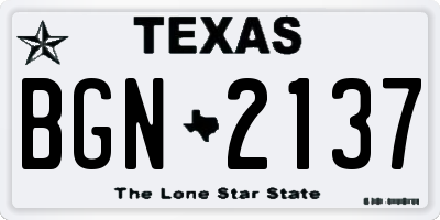 TX license plate BGN2137