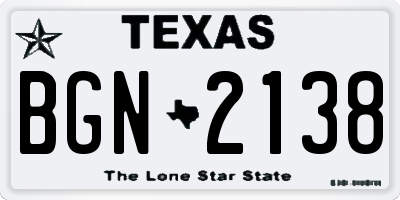 TX license plate BGN2138