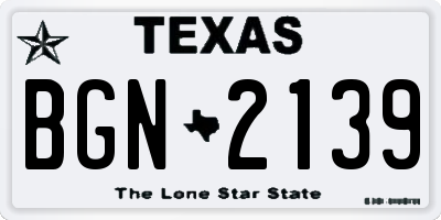 TX license plate BGN2139