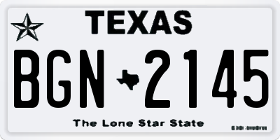 TX license plate BGN2145