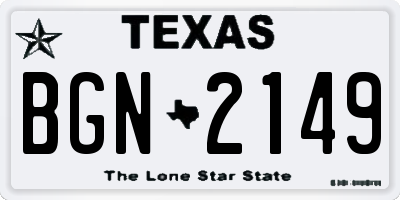 TX license plate BGN2149