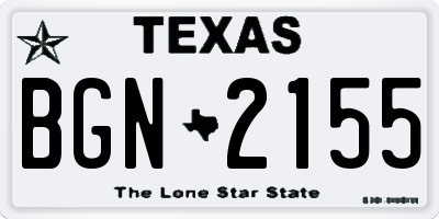 TX license plate BGN2155