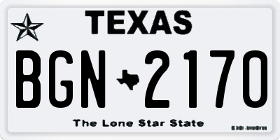 TX license plate BGN2170
