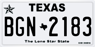 TX license plate BGN2183