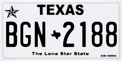 TX license plate BGN2188