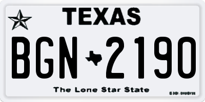 TX license plate BGN2190