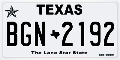 TX license plate BGN2192