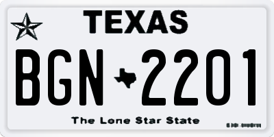 TX license plate BGN2201