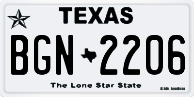 TX license plate BGN2206
