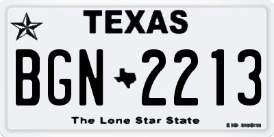 TX license plate BGN2213