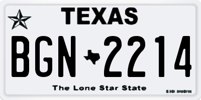 TX license plate BGN2214
