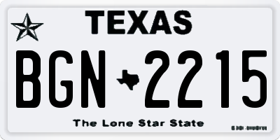 TX license plate BGN2215
