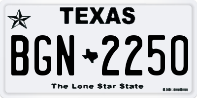 TX license plate BGN2250