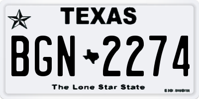 TX license plate BGN2274