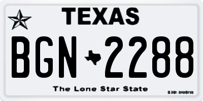 TX license plate BGN2288