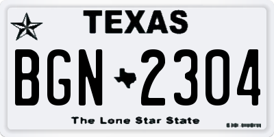 TX license plate BGN2304