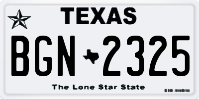 TX license plate BGN2325