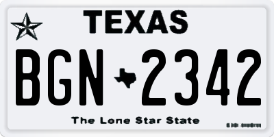 TX license plate BGN2342