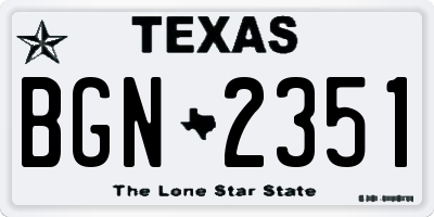 TX license plate BGN2351