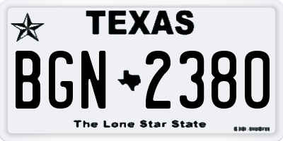TX license plate BGN2380
