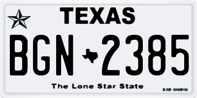 TX license plate BGN2385