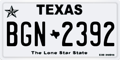 TX license plate BGN2392