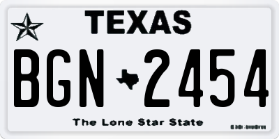 TX license plate BGN2454