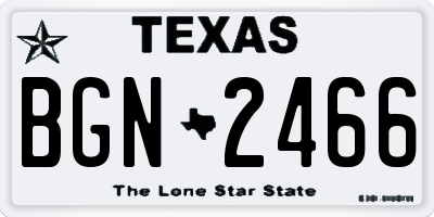 TX license plate BGN2466