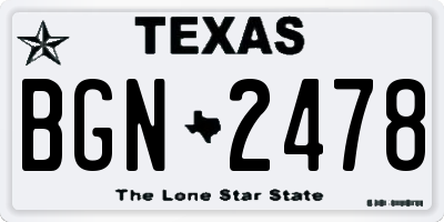TX license plate BGN2478
