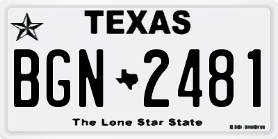 TX license plate BGN2481