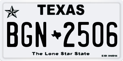 TX license plate BGN2506