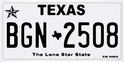 TX license plate BGN2508
