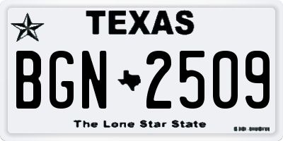 TX license plate BGN2509