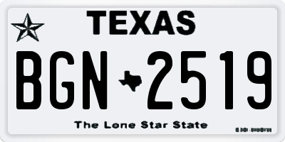 TX license plate BGN2519