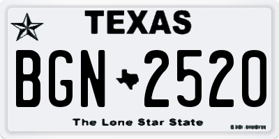 TX license plate BGN2520