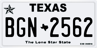 TX license plate BGN2562