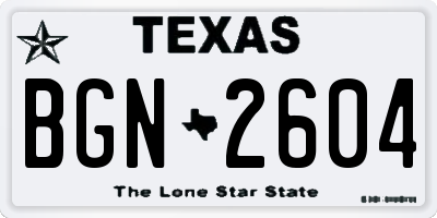 TX license plate BGN2604