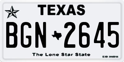 TX license plate BGN2645