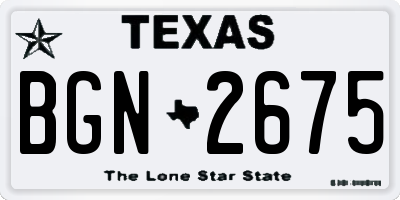 TX license plate BGN2675