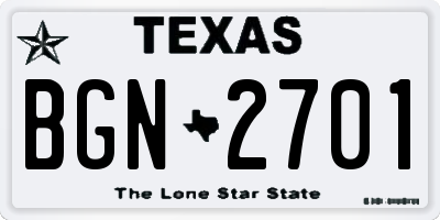 TX license plate BGN2701