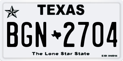 TX license plate BGN2704
