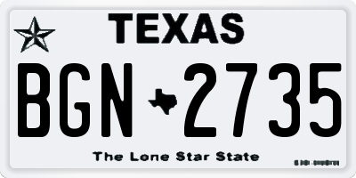 TX license plate BGN2735