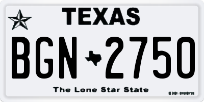 TX license plate BGN2750