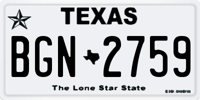 TX license plate BGN2759